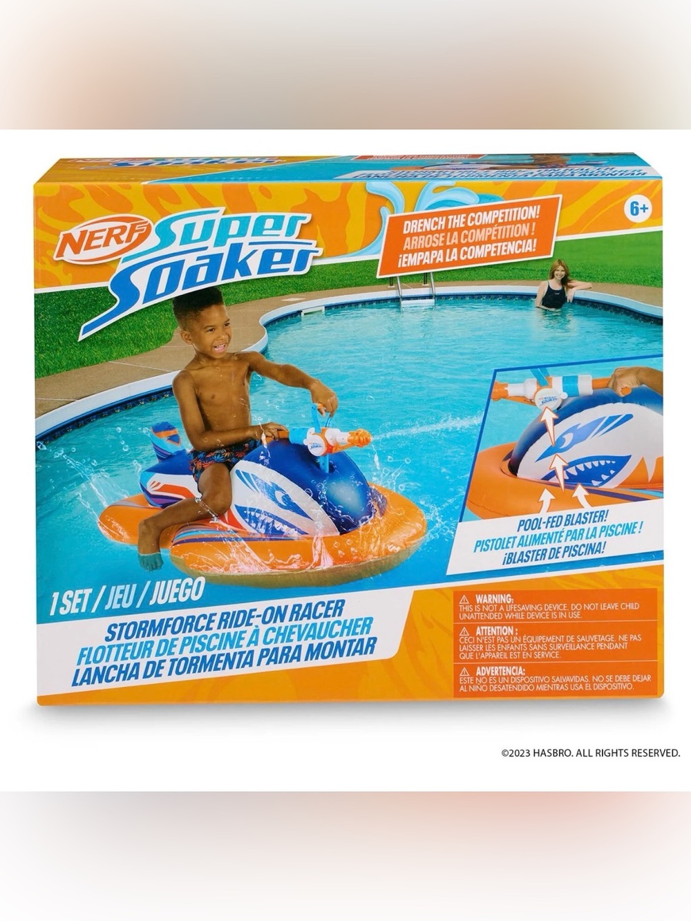 Nerf Super Soaker Stormforce Ride On Racer Inflatable Pool Float Brand New